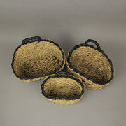 Set of 3 Woven Seagrass Wall Hanging Baskets - Decorative Rustic Storage for a Boho or Country Inspired Home Decor Aesthetic