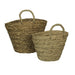 Set of 2 Boho Style Decorative Woven Seagrass Baskets: Rustic Planters with Handles for Indoor Greenery, Adding Bohemian