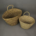 Set of 2 Boho Style Decorative Woven Seagrass Baskets: Rustic Planters with Handles for Indoor Greenery, Adding Bohemian