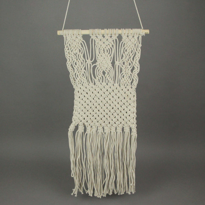 Hand Tied Macrame Bohemian Style Wall Pocket 27 Inches High Boho Decor Image 5