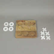 8 Inch Carved Wooden Tabletop Tic Tac Toe Game Hand Painted X and O Image 4