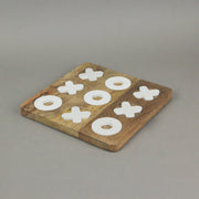 8 Inch Carved Wooden Tabletop Tic Tac Toe Game Hand Painted X and O Image 5