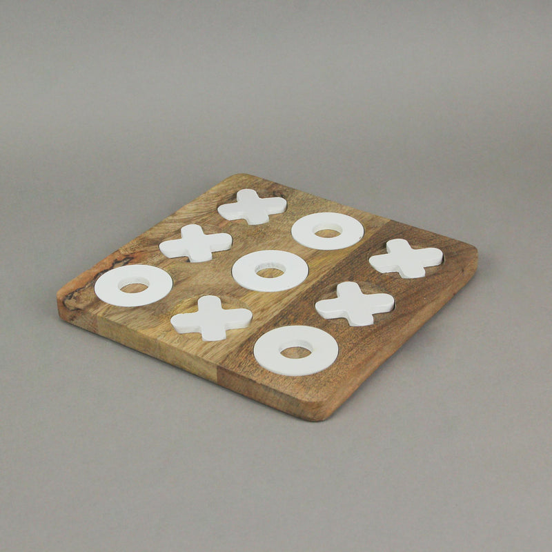 8 Inch Carved Wooden Tabletop Tic Tac Toe Game Hand Painted X and O Image 5