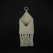 Bohemian Hand Tied Macrame Envelope Wall Pocket 21.25 Inches High Image 4