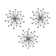 Black - Image 1 - Set of 3 Jeweled 3D Black Metal Atomic Starburst Wall Sculpture Set - 10 Inch Diameter - Classic