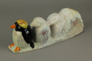 Hand Carved Natural Stone Evolution of a Penguin Statue Image 2