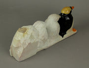 Hand Carved Natural Stone Evolution of a Penguin Statue Image 3