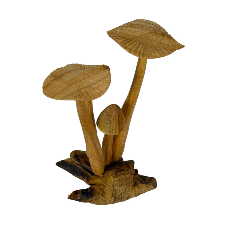 8.5 inches - Image 1 - Wood Mushroom Sculpture, 8.5 Inch Tall Cluster on Root Base