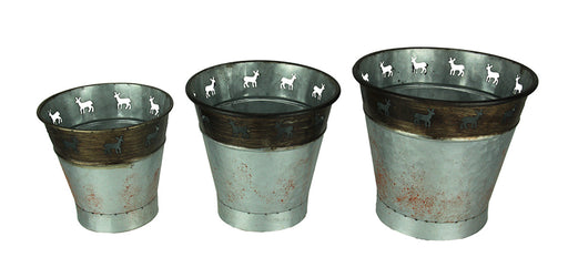 Rustic Metal Deer Cutouts Primitive Bucket Set of 3 Image 1
