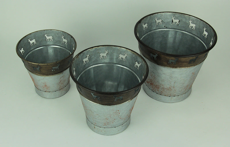 Rustic Metal Deer Cutouts Primitive Bucket Set of 3 Image 2