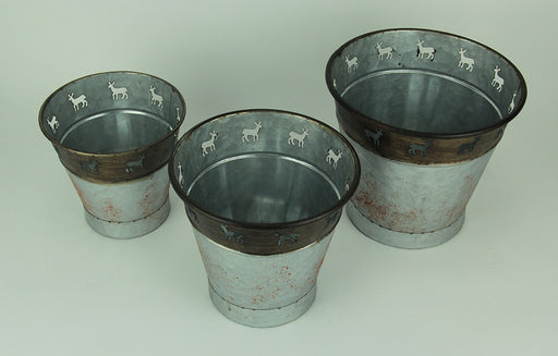 Rustic Metal Deer Cutouts Primitive Bucket Set of 3 Image 2