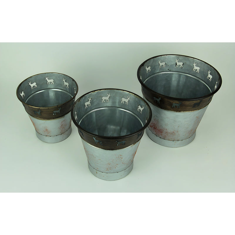 Rustic Metal Deer Cutouts Primitive Bucket Set of 3 Image 2