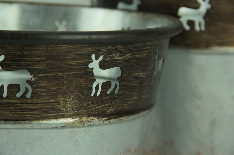 Rustic Metal Deer Cutouts Primitive Bucket Set of 3 Image 3