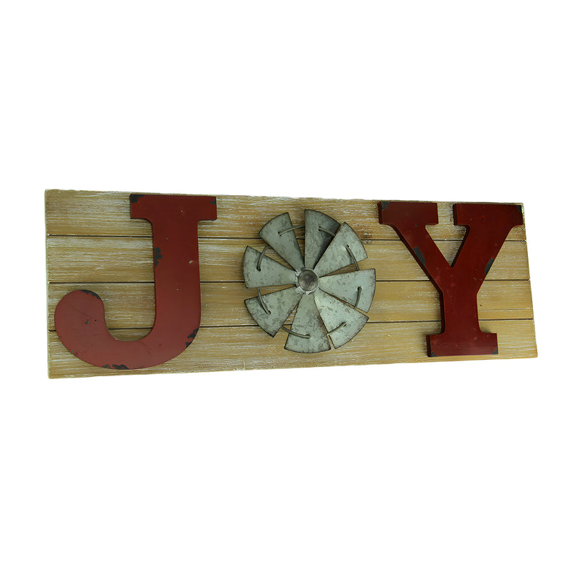 Joy - Image 1 - Distressed Look Holiday Word Sign Windmill Wall Hanging