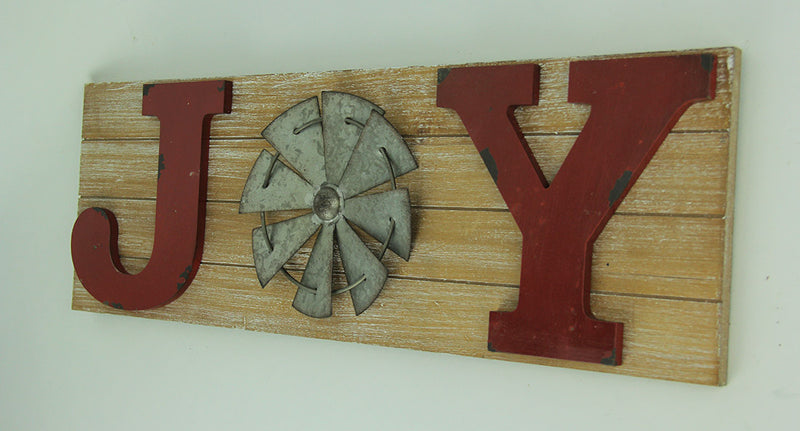 Joy - Image 2 - Distressed Look Holiday Word Sign Windmill Wall Hanging