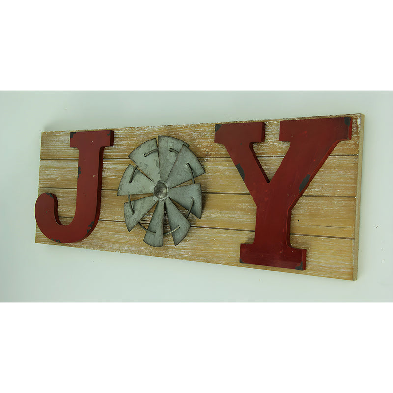Joy - Image 2 - Distressed Look Holiday Word Sign Windmill Wall Hanging