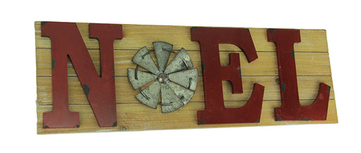 Noel - Image 1 - Distressed Look Holiday Word Sign Windmill Wall Hanging