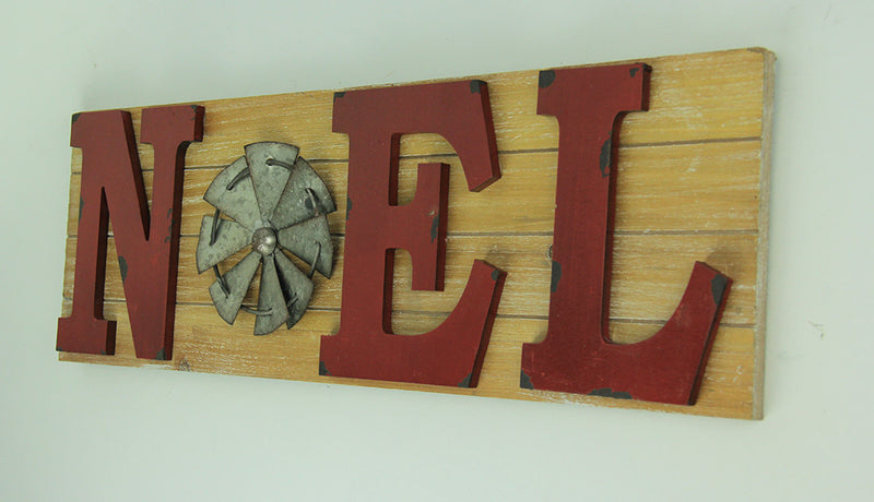 Noel - Image 2 - Distressed Look Holiday Word Sign Windmill Wall Hanging