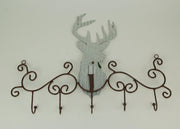Metal Art Scroll Rustic Deer with Pine and Bow Wall Hook Rack Image 3