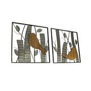 Silver - Image 2 - Set of 2 Rustic Birds and Branches Wood and Metal Hanging Wall Sculptures - Nature-Inspired Home Décor
