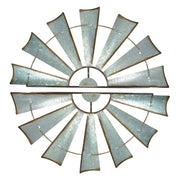 Medium - Image 1 - Set of 2 Half Windmill Wall Sculptures, 30.5 Inch Galvanized Metal