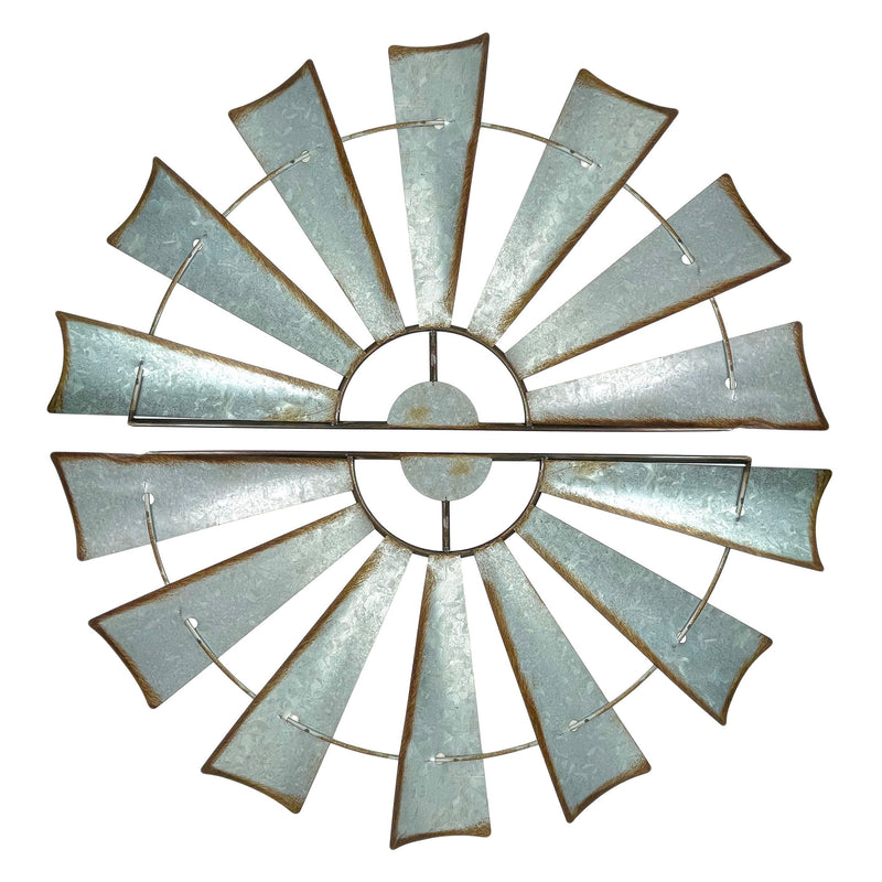 Medium - Image 1 - Set of 2 Half Windmill Wall Sculptures, 30.5 Inch Galvanized Metal