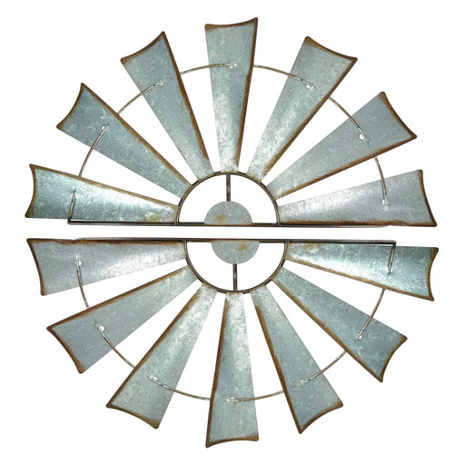 Medium - Image 1 - Set of 2 Half Windmill Wall Sculptures, 30.5 Inch Galvanized Metal