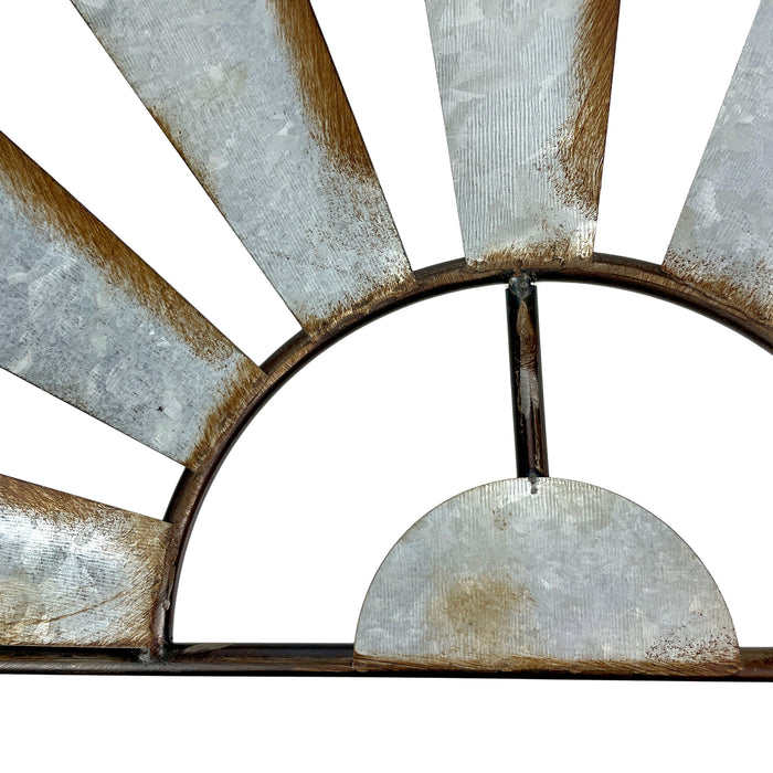 30-Inch Long Rustic Distressed Gray Large Metal Half-Windmill Country Farmhouse Big Wall Sculpture Art Decoration - Easy