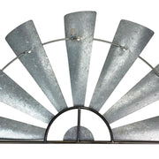 30-Inch Long Rustic Distressed Gray Large Metal Half-Windmill Country Farmhouse Big Wall Sculpture Art Decoration - Easy