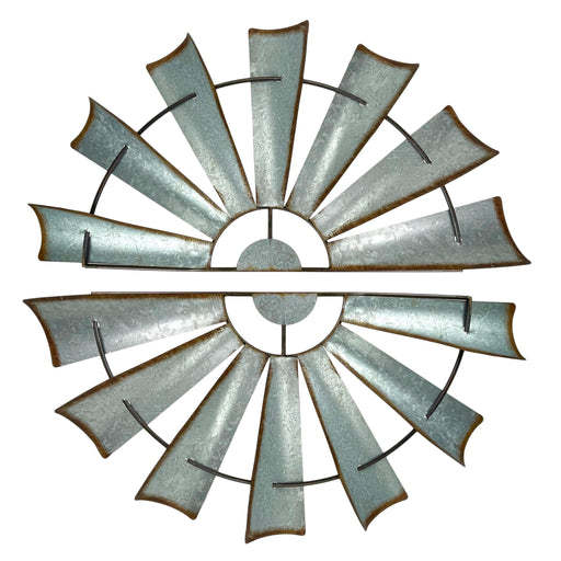 Large - Image 1 - Set of 2 Half Windmill Wall Sculptures, 35 Inch Galvanized Metal