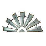 Windmill Wall Sculpture, 35 Inch Galvanized Half-Windmill Metal Art Image 1
