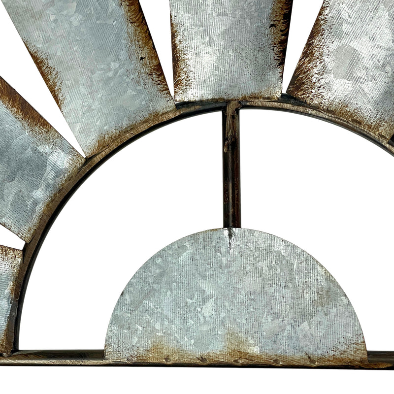 Windmill Wall Sculpture, 35 Inch Galvanized Half-Windmill Metal Art Image 3