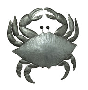 Galvanized Grey Metal Coastal Crab Wall Décor Sculpture - A 26-Inch High Masterpiece of Nautical Charm and Marine Wonder for