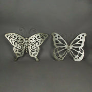 Enchanting Set of 2 Galvanized Grey Metal Cutout Butterfly Wall Sculptures 23.5 Inches Long - Outdoor or Indoor Decorations