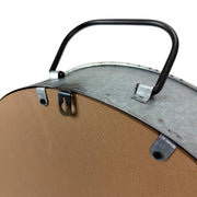 Round Wall Mirror, 20.5 Inch Galvanized Metal Tub Frame with Drawer Image 3