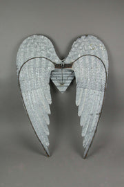 Galvanized Gray Metal Winged Heart Wall Décor Sculpture Image 5