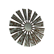 Galvanized Grey Metal Windmill Wall Sculpture - Timeless Country Farmhouse Charm - 21-Inch Diameter, Adds Nostalgic Elegance