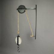 1 - Image 5 - Plant Hanger Wall Hook, 30.5 Inch Distressed Metal and Wood Pulley