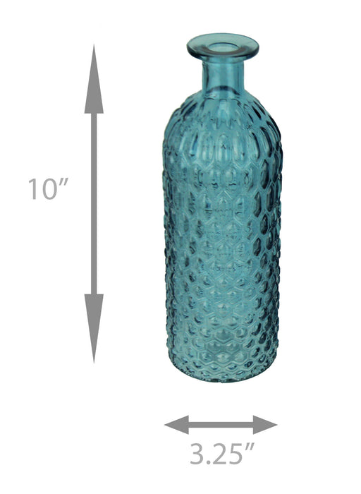 Blue Green and Grey Decorative Textured Glass Bottles Set of 3 Nautical Décor Image 4