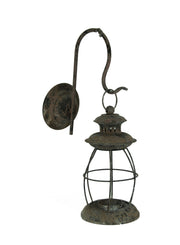 Black - Image 1 - Vintage-Inspired Rustic Black Distressed Metal Wall-Mounted Lantern Candle Sconce - 16.25 Inches High -