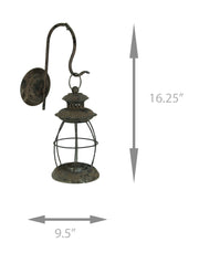 Black - Image 4 - Vintage-Inspired Rustic Black Distressed Metal Wall-Mounted Lantern Candle Sconce - 16.25 Inches High -