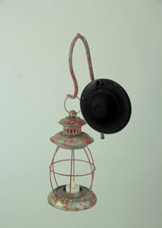 Red - Image 3 - Rustic Red Distressed Metal Wall-Mounted Lantern Candle Sconce - Vintage Charm for Western and Farmhouse