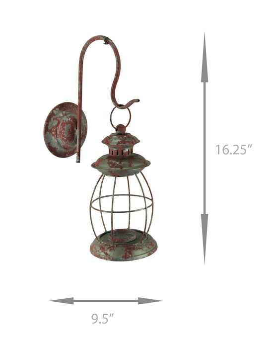 Red - Image 4 - Rustic Red Distressed Metal Wall-Mounted Lantern Candle Sconce - Vintage Charm for Western and Farmhouse