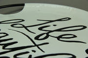 Black and White Decorative Metal Trays With Life Love and Home Wording Set of 3 Image 3