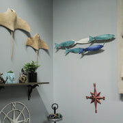 Metal School of Fish Wall Decor Sculpture – Blue Nautical Beach Home Wall Art  - 34 by 7.25 Inches Image 5