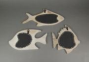 Set of 3 Blue and White Wood and Metal Mesh Fish Wall Hangings Image 3