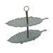 Galvanized Grey Zinc Finish Leaf-Shaped Two-Tier Serving and Display Tray - Charming Farmhouse Decor with For Kitchens and