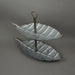 Galvanized Grey Zinc Finish Leaf-Shaped Two-Tier Serving and Display Tray - Charming Farmhouse Decor with For Kitchens and