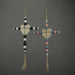 19 Inch Wooden Bead Cross Wall Hanging Home Decor Modern Decorative Art Set of 2 Image 3