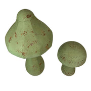 Green - Metal - Set - Image 2 - Set of 2 Green Metal Mushrooms, Indoor Outdoor Garden Decor, 9” & 16” Tall, Rustic Farmhouse